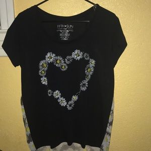 High to Low Sunflower Heart Shirt